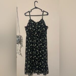 Large Black Floral Midi Dress